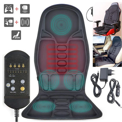 Electric Lumbar Massage Cushion | Car, Home & Office Heated Vibrating Neck & Back Pain Relief Pad