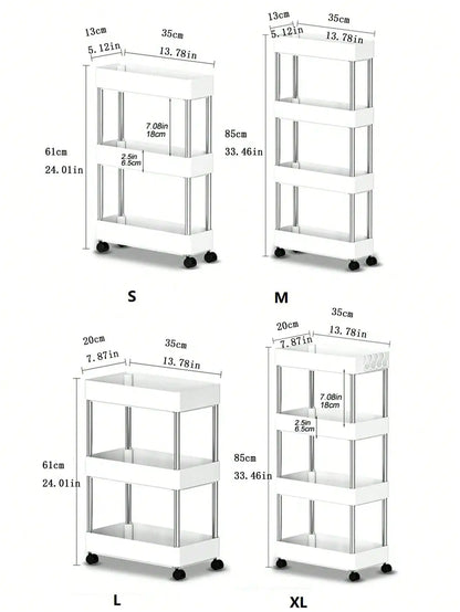 1pcs Rolling Utility Cart: 3/4 Tier Movable Storage Shelf - Slim Slide Organizer for Kitchen, Bathroom, or Living Room