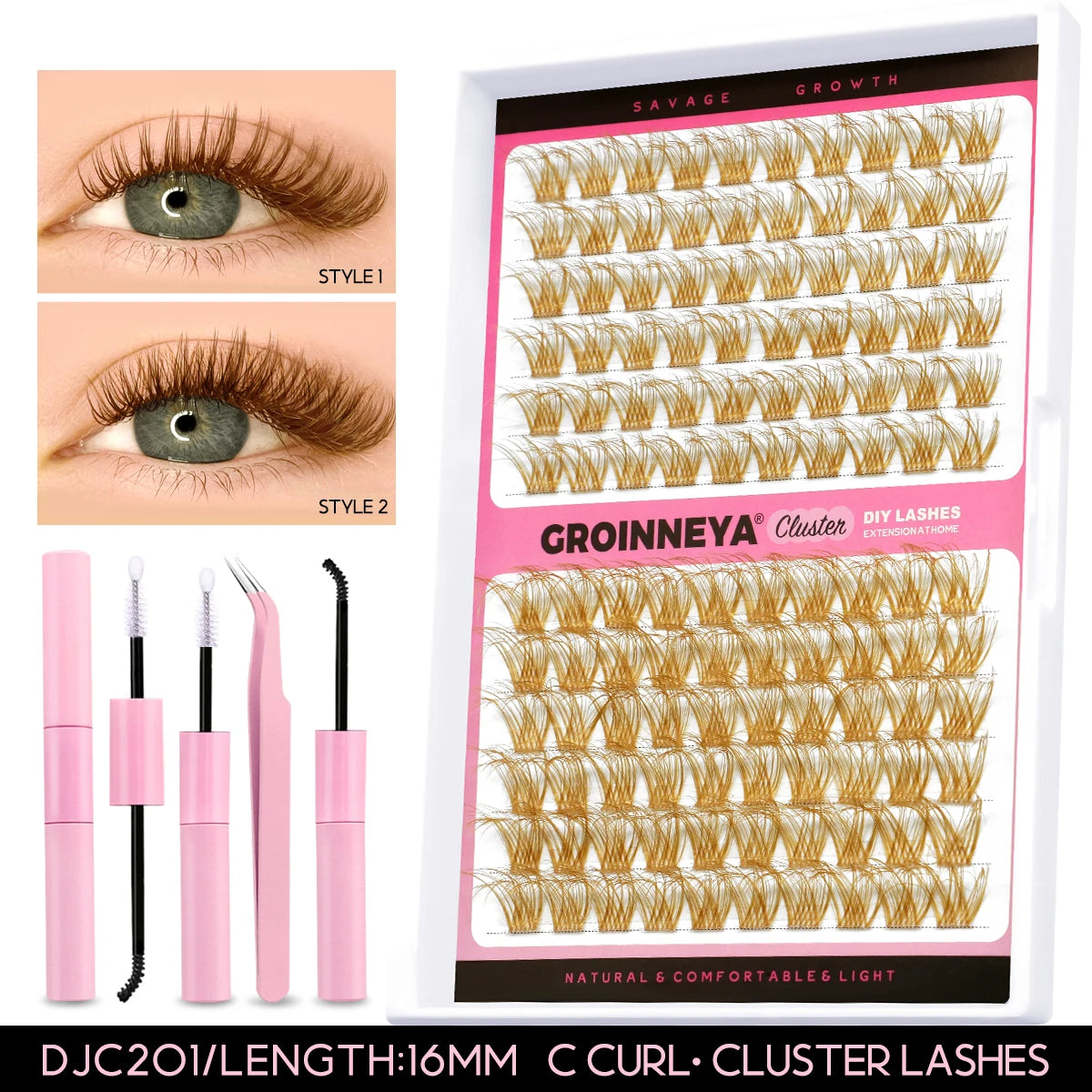 Lash Clusters Extension Kit – Fake Eyelashes Set with Lash Bond, Seal, and Applicator Tool for Makeup