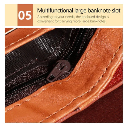 Men’s Leather Wallet with 100 Dollar Pattern — Large Capacity Card Holder Purse Bag