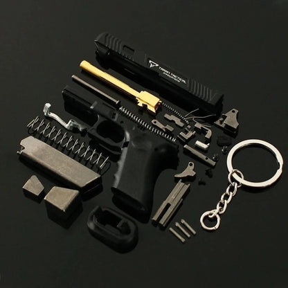 1:3 Mini G34 Pistol Model Keychain - Semi-Alloy Disassembly Toy Bag Pendant Collectible Craft