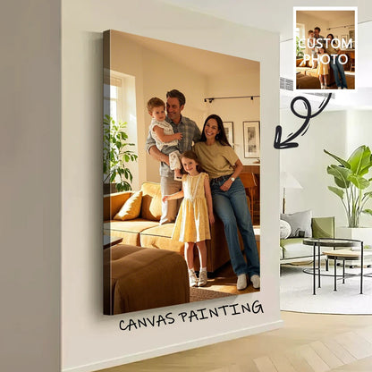 Custom Photo Canvas Poster with DIY Wood Frame Personalized Family, Couple & Pet Gift