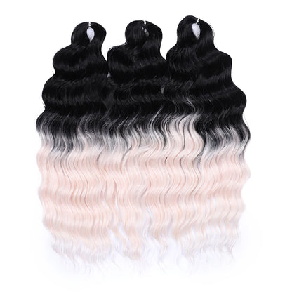 FASHION IDOL 24" Deep Wave Crochet Hair - 3-Piece Synthetic Water Wave Braiding Extensions, Ombre Rainbow Twist Hair