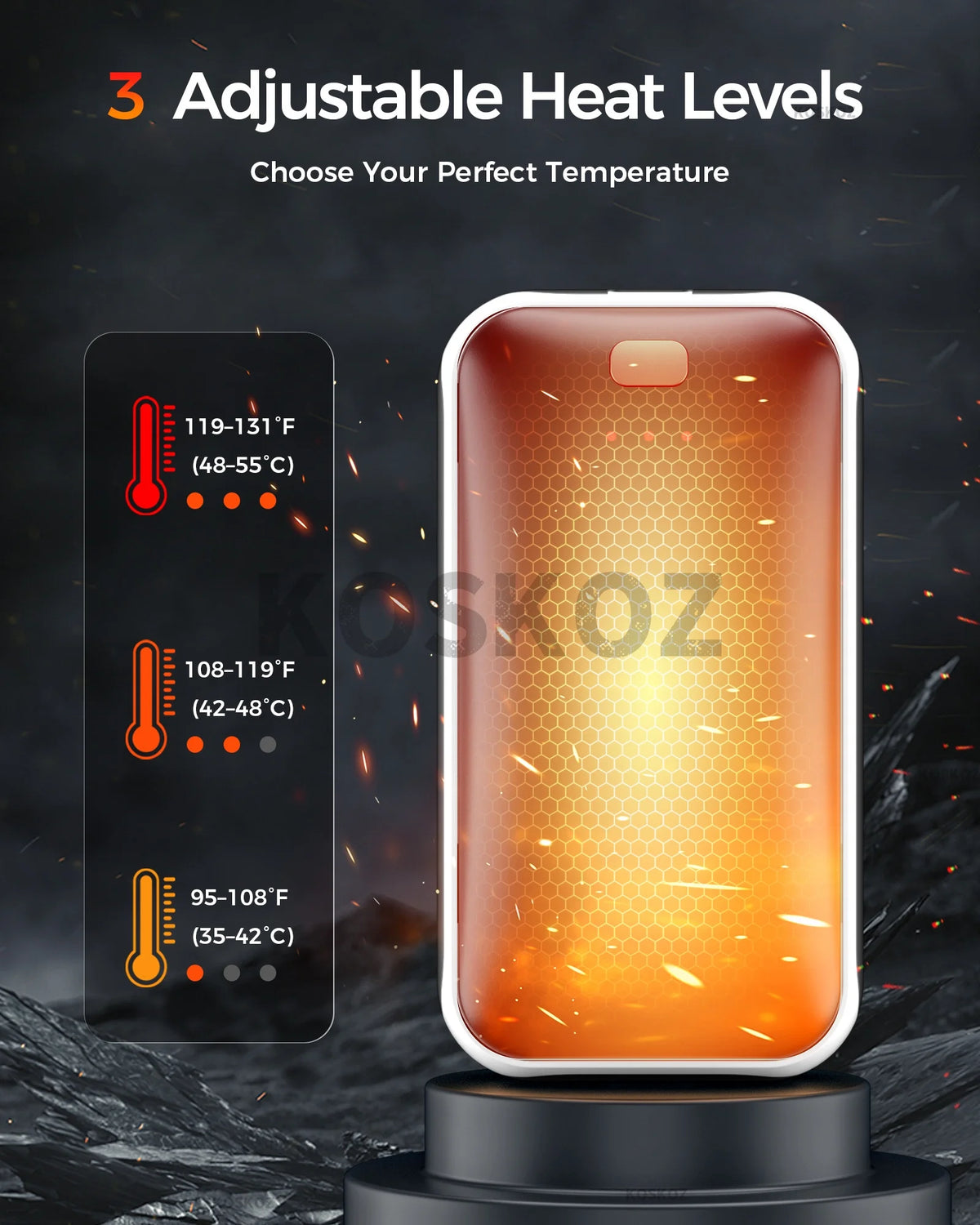 Rechargeable Hand Warmers 2-Pack - Slim USB-C Pocket Heaters with 3 Adjustable Heat Settings for Camping & Outdoor Use
