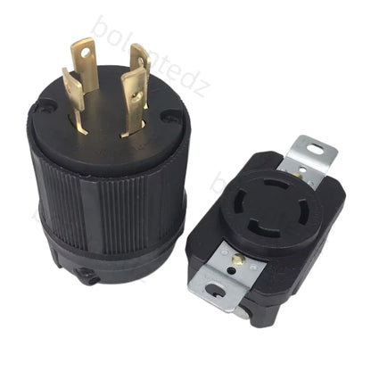 NEMA L14-30P/L14-30R Twist-Lock Power Connector - UL Listed 30A 125/250V 4-Pole Industrial Plug and Panel Receptacle, Black