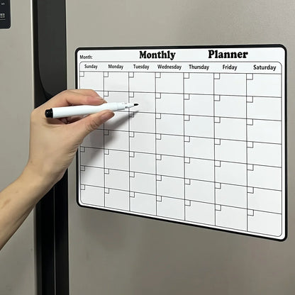Magnetic Refrigerator Dry Erase Calendar - Monthly Planner Whiteboard & Kitchen Memo Board
