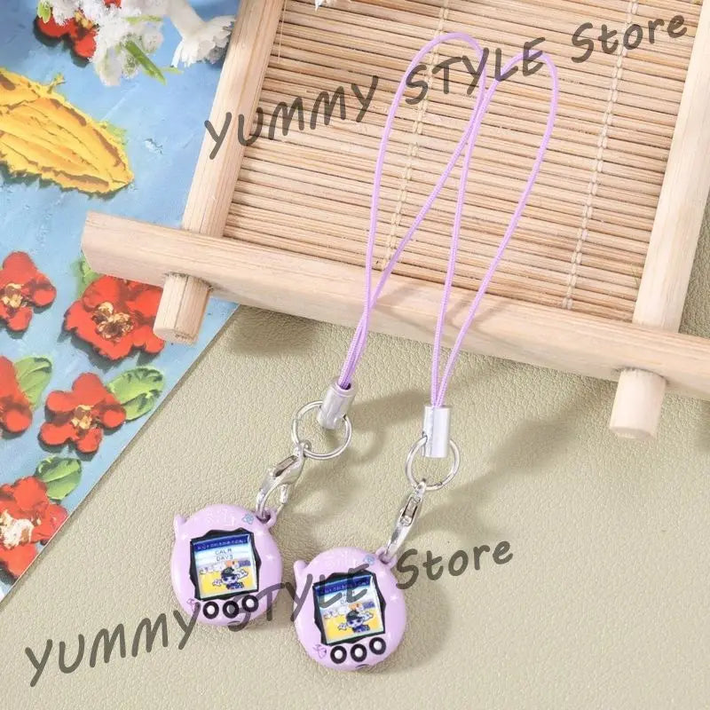 Mini Tamagotchi Alloy Keychain Pendant - Kawaii Miniature Virtual Pet Charm for Phones, Dolls and DIY Decorations