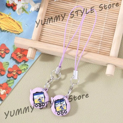 Mini Tamagotchi Alloy Keychain Pendant - Kawaii Miniature Virtual Pet Charm for Phones, Dolls and DIY Decorations