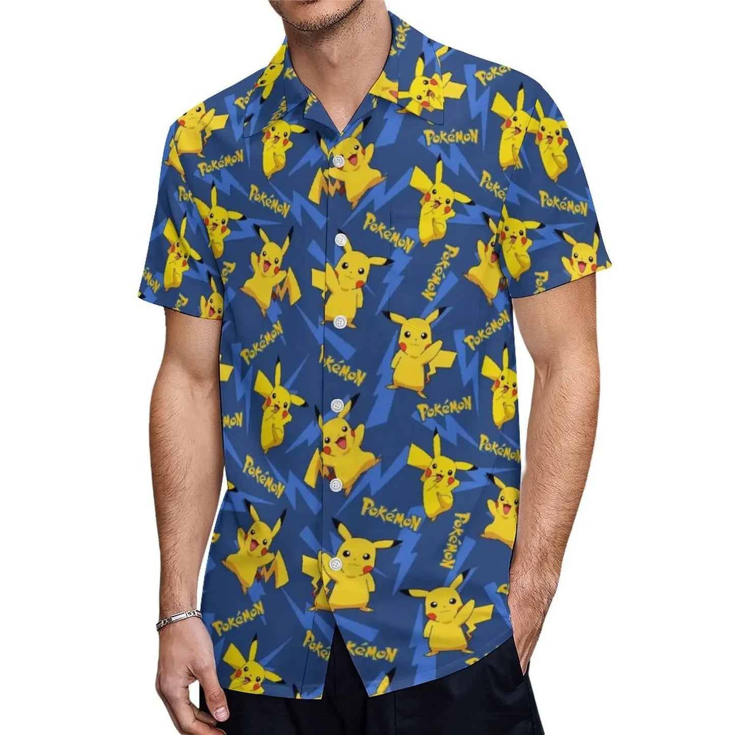 Summer Men's Short Sleeve Shirt – Cute Animal Print, Open Button Lapel, Comfortable Casual Top