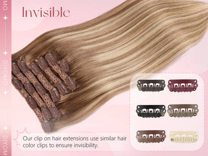 Natural Black Straight Human Hair Extensions - 7-Piece PU Clip-In Invisible Weft Set 116g