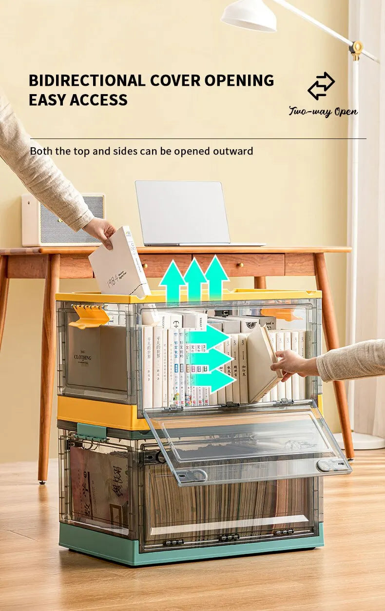 Foldable Transparent Storage Trunk — Large Capacity Plastic Organizer Box for Home, Wardrobe, and Clothes Storage