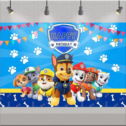 PAW Patrol Anime Birthday Party Backdrop – Puppy Dog Photography Background Cloth for Kids Birthday & Baby Shower Decorations Boy Gift