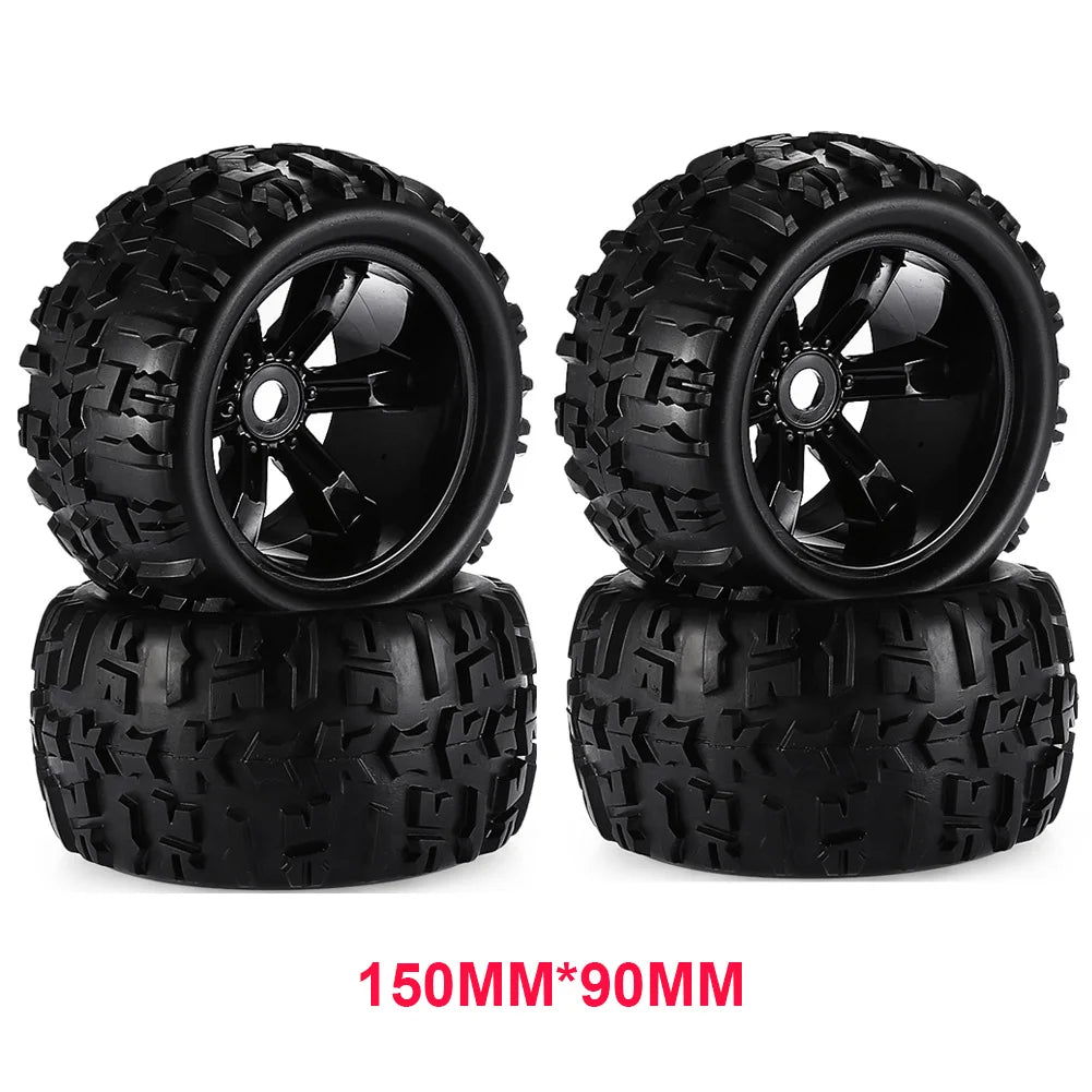4pcs 1/8 Scale 17mm Hex RC Truck Tires & Wheels Set – Glued for Traxxas Maxx, Tmaxx, E-Revo, Revo 3.3, JLB Cheetah Monster