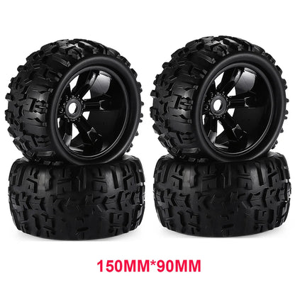 4pcs 1/8 Scale 17mm Hex RC Truck Tires & Wheels Set – Glued for Traxxas Maxx, Tmaxx, E-Revo, Revo 3.3, JLB Cheetah Monster