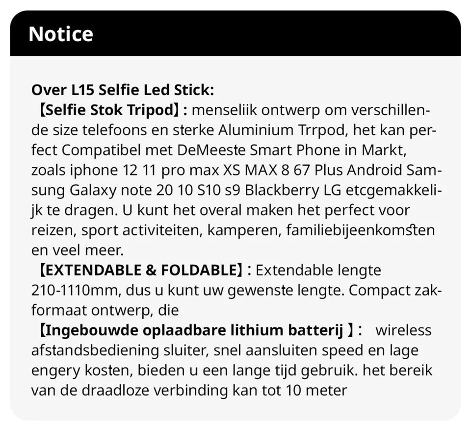 FANGTUOSI 2025 L15 Wireless Selfie Stick Tripod – Foldable Monopod with LED Light for Smartphones, TikTok & Live Shooting