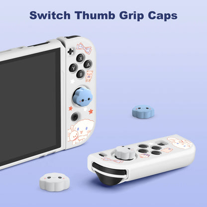 Adorable Big-Eared Dog Switch Case: Compatible with Nintendo Switch OLED/NS - Includes 4 Cloud Joystick Caps - Protect and Personalize Your Console