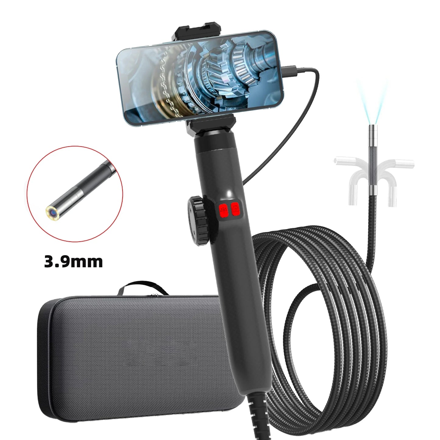 360° Articulating Borescope Camera - LED Endoscope Inspection Tool for Android & iOS Phones