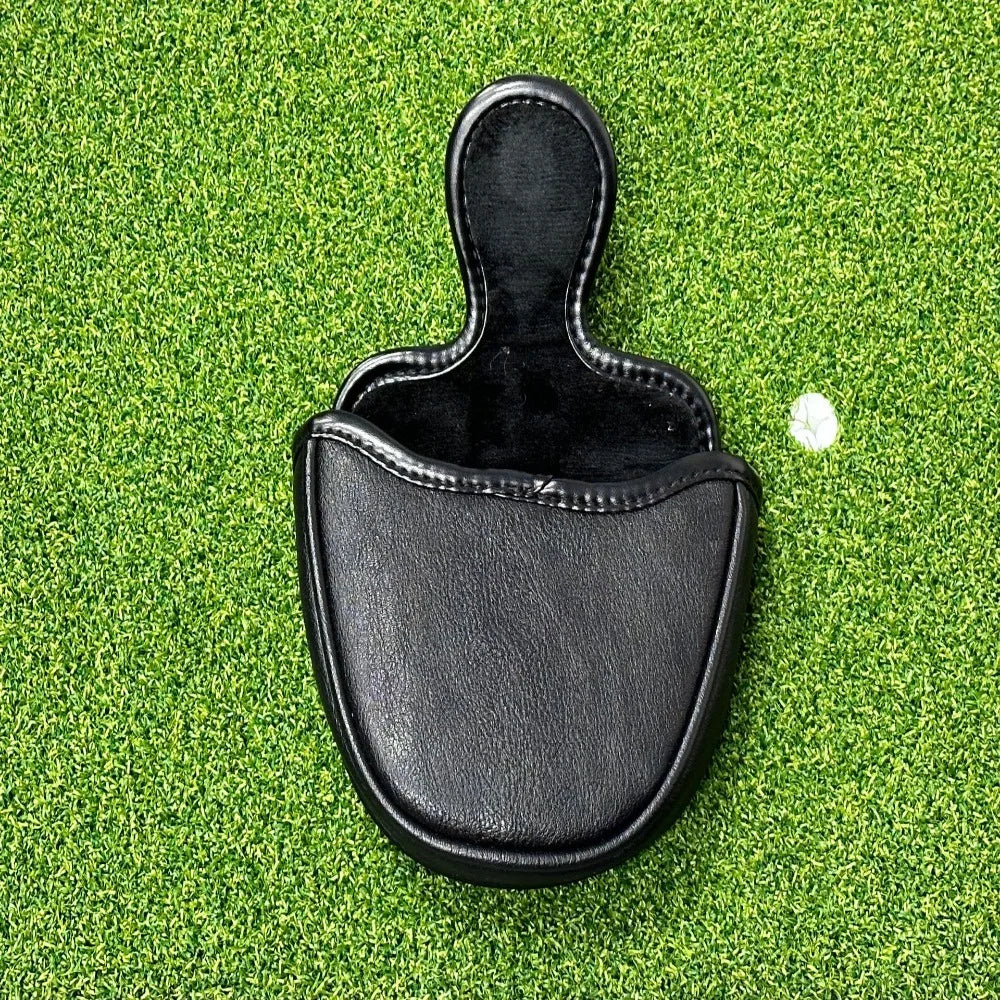 Black PU Shark Embroidery Golf Club Mallet Putter Head Cover – Magnetic Closure for Protection