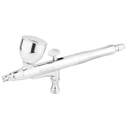 Dual-Action Airbrush with Auto-Centering Nozzle, 7cc/13cc Cups, 0.2/0.3/0.5mm Needles for Modeling, Makeup, Nail Art & Painting