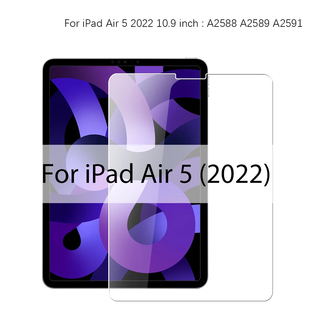 Tempered Glass Screen Protector for iPad A16 9th/10th Gen, Pro 13 M4, Air 11 M2/M3/5/4/3/2, Mini 6/7