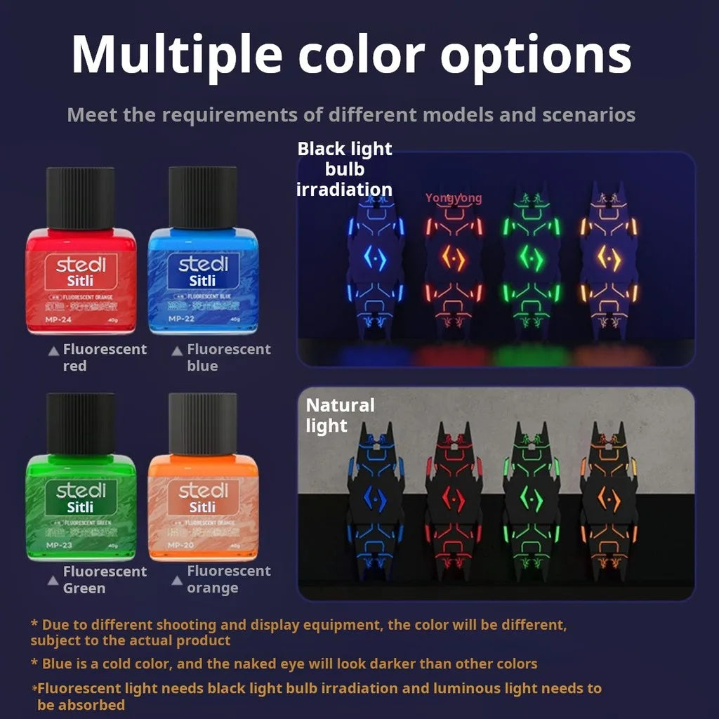 Stedi MP-20~27 Fluorescent Panel Liner Paint – 40g Water-Based Ink for Gundam GK Model Coloring & DIY Hobby Tools