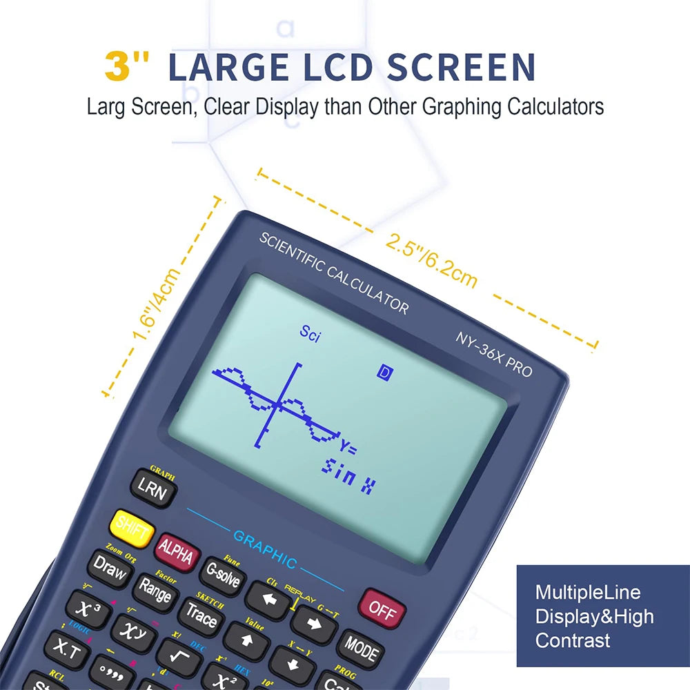 NEWYES 36X Pro Scientific Graphing Calculator – Multi-Function Graphic Science Calculator for Middle & High School Students (Blue)