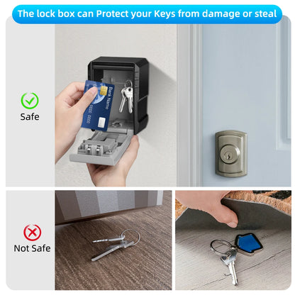 Camluxy Wall-Mounted Key Lock Box – Weatherproof 4-Digit Password Safe for Indoor & Outdoor Anti-Theft Key Storage