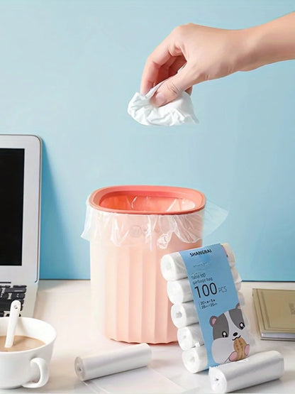100PCS Mini Garbage Bags – Thick Disposable Plastic Trash Bags for Desktop, Household & Car Use