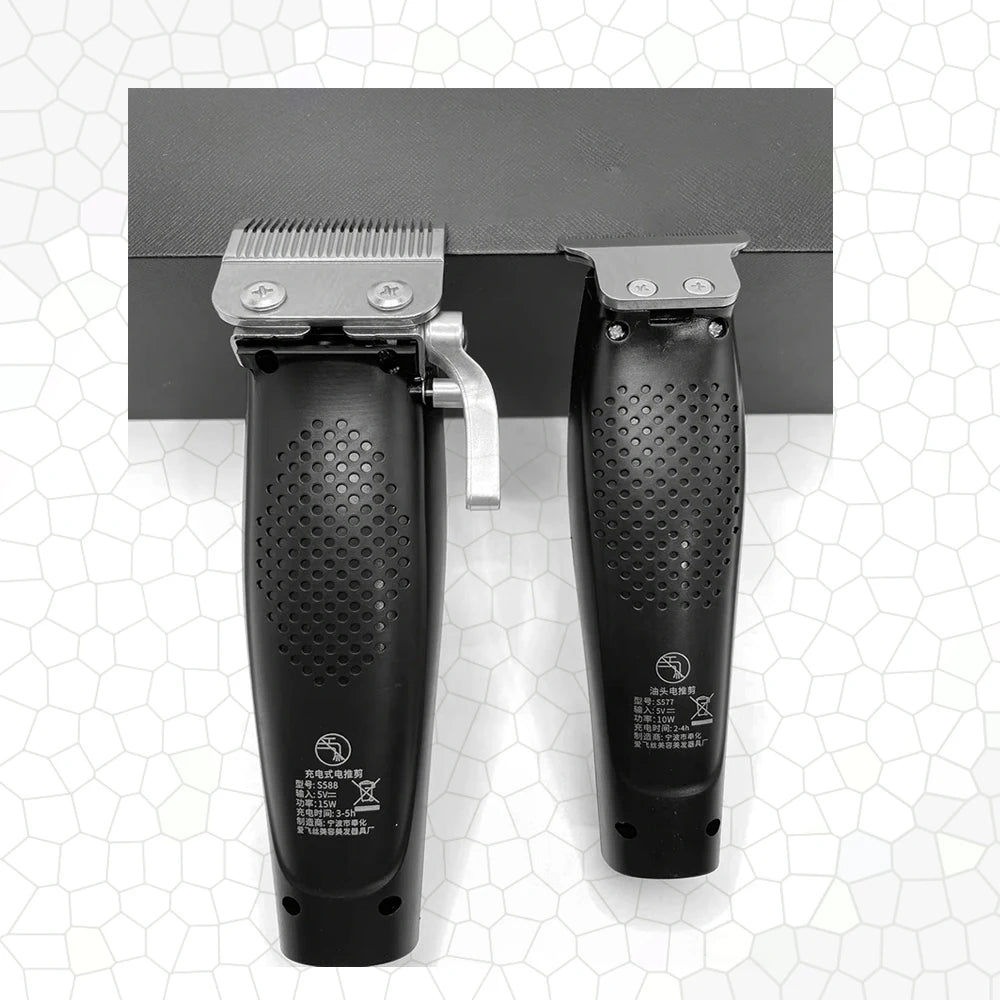 Professional Men’s Hair Clipper Set - Vintage 6500RPM Low-Noise Ceramic Blade Trimmer for Home & Salon Use