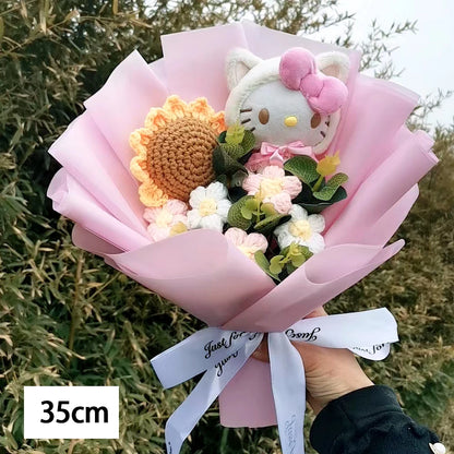 Hello Kitty Plush Bouquet — Anime Rose Soap Flowers for Wedding & Home Decor