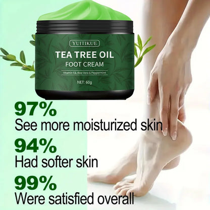 YUITIKUE Tea Tree Oil Foot Cream – Vitamin E, Aloe Vera & Peppermint Moisturizer for Dry Feet