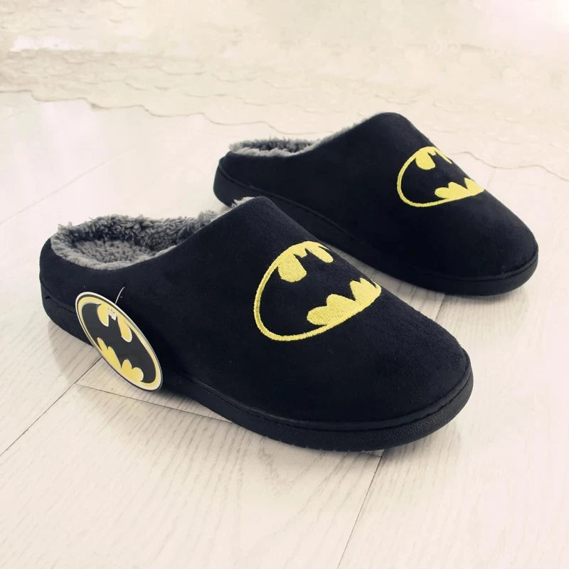 Batman Winter Slippers for Women & Men – Warm Plush, Non-Slip Indoor Floor Slides, Cartoon Anime DC Cotton Slippers for Couples