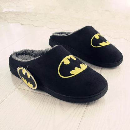 Batman Winter Slippers for Women & Men – Warm Plush, Non-Slip Indoor Floor Slides, Cartoon Anime DC Cotton Slippers for Couples