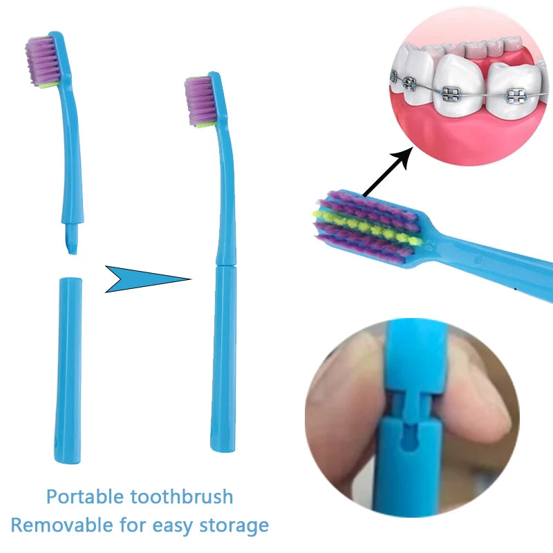 Portable Dental Cleaning Kit - Travel Oral Care Set with Toothbrush, Interdental Brush & Tongue Scraper