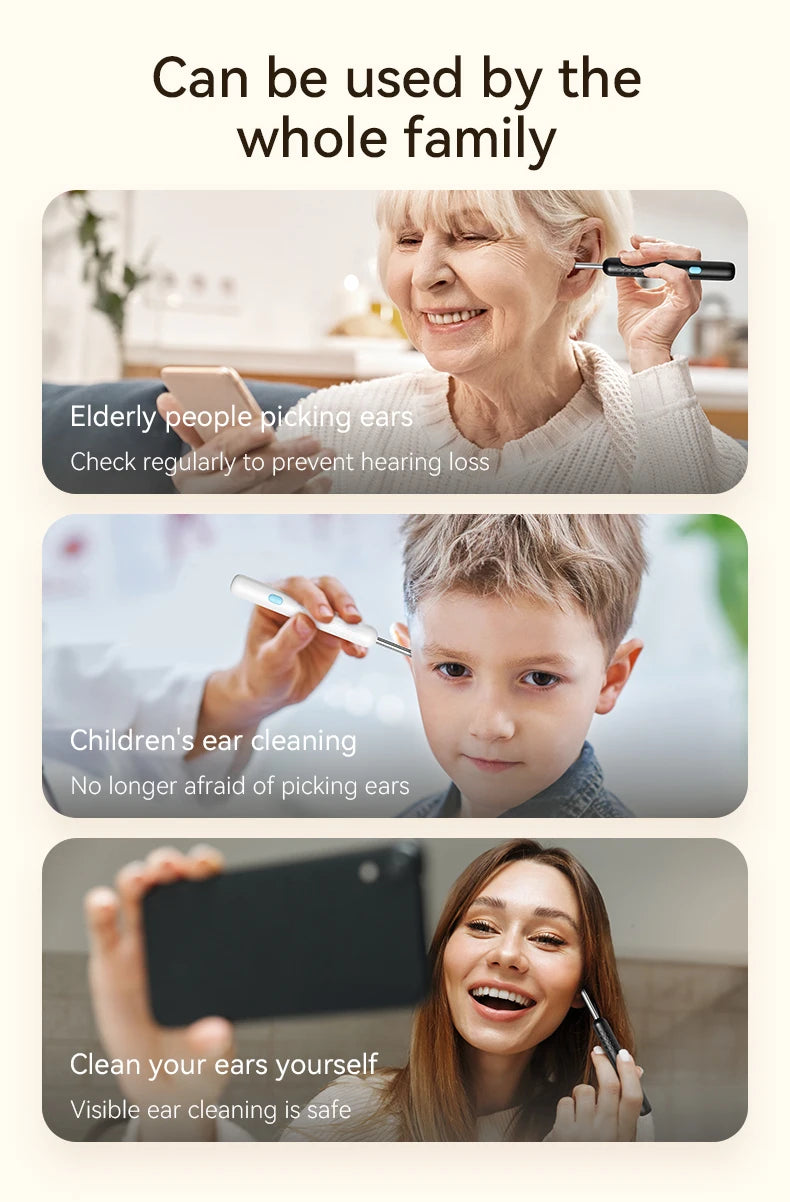 Ear Wax Removal Tool with 8M HD Camera – Ear Cleaner Endoscope with 6 LED Lights, Ear Cleaning Kit for Adults & Children