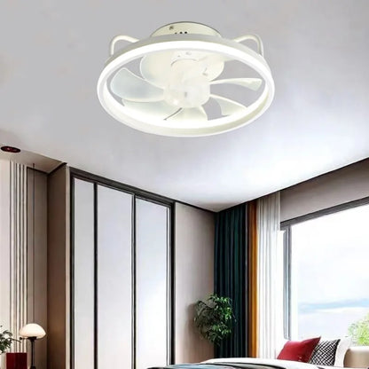 Modern LED Ceiling Fan Light with DC Motor - 6 Speed, Timer, Low Floor Attic Fan, Remote Control Decorative Light