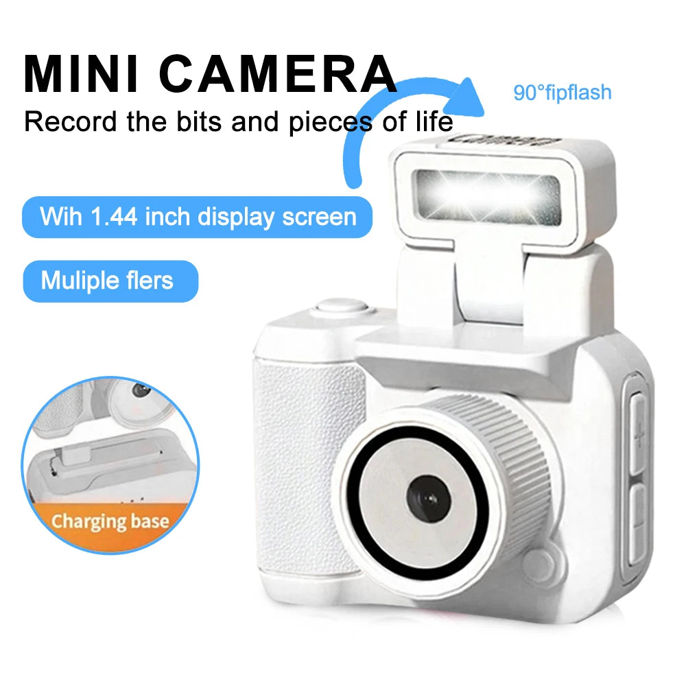 Y4000 Mini HD 1080p Camera with Screen — Portable Retro Compact Video Recorder with Flash Lamp & Battery Dock
