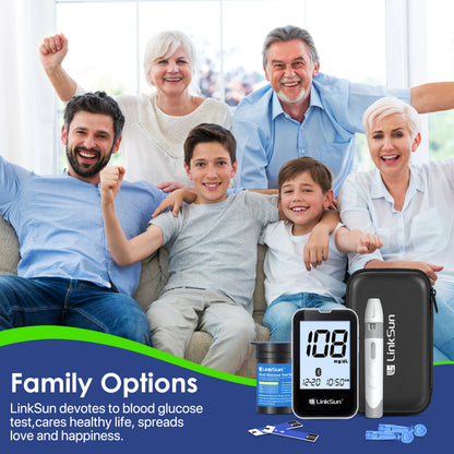 LinkSun G-427B Bluetooth Blood Glucose Meter Kit - Digital Diabetes Monitor with Large Display and 50 or 100 Test Strips