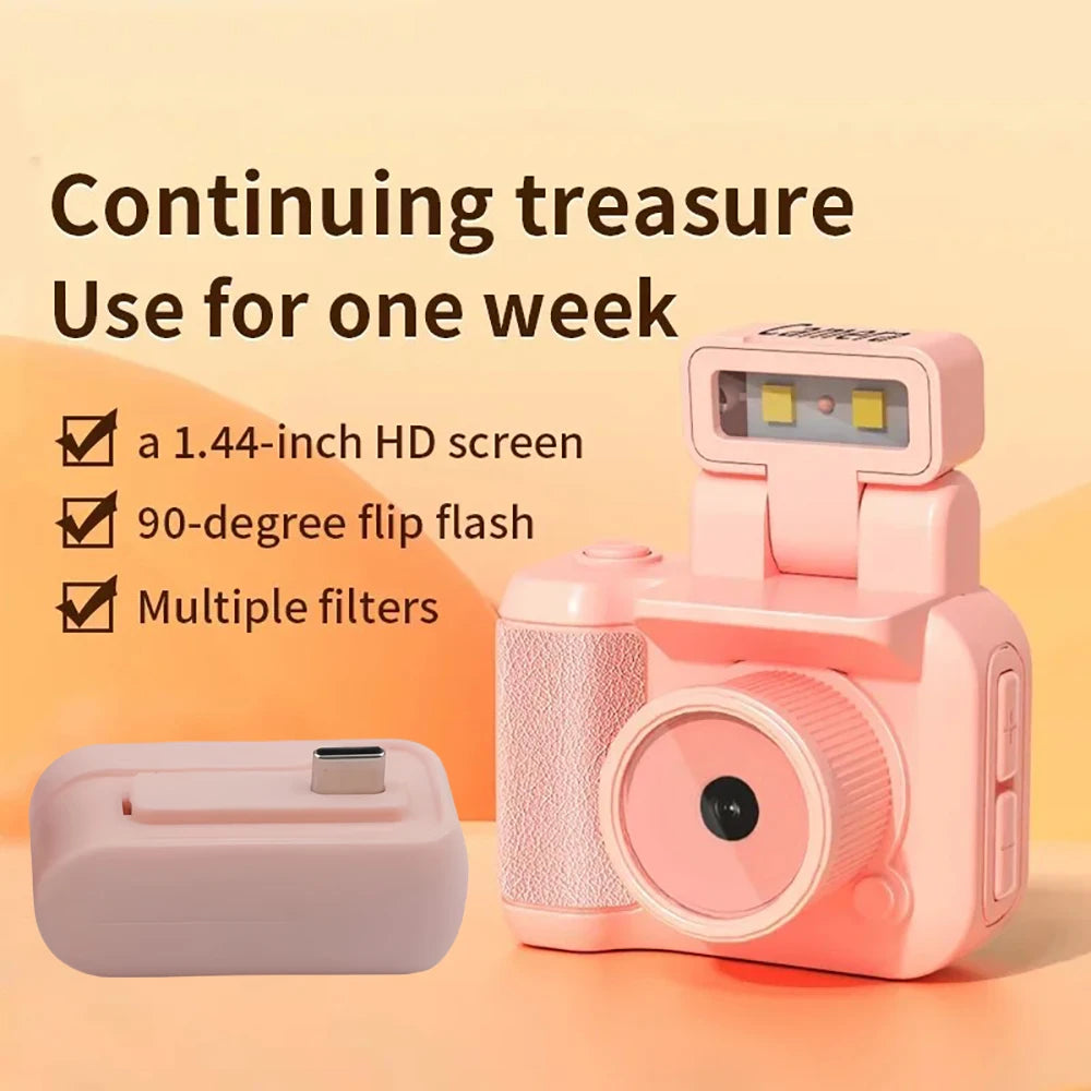 Y4000 Mini HD 1080P Camera with Screen – Portable Retro Compact Video Recorder with Flash and Battery Dock