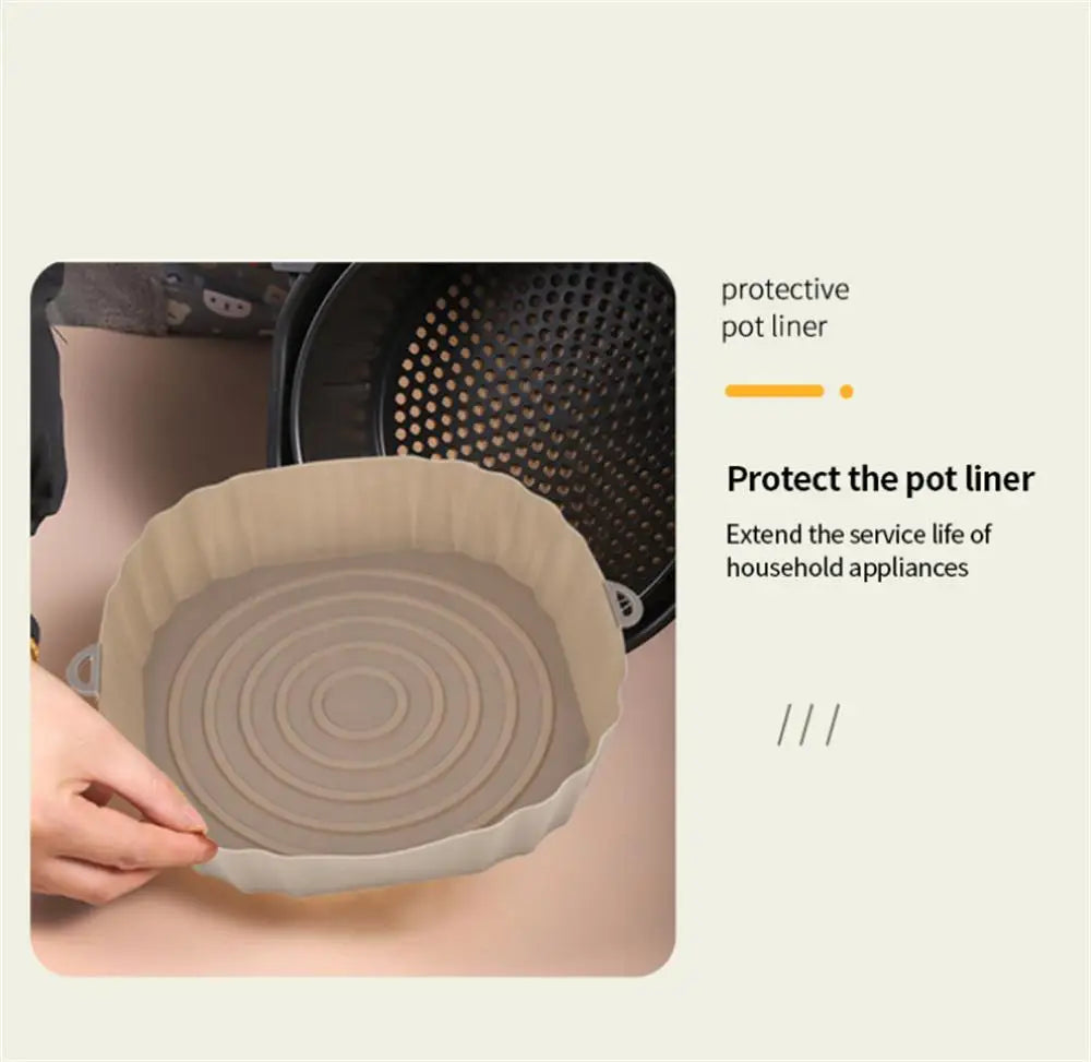 Reusable Air Fryer Silicone Pot & Baking Tray – 1/2/3PCS Basket for Pizza, Fried Chicken, Grill & Kitchen Use