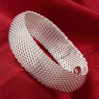Women’s 925 Sterling Silver Open Cuff Bangle – Adjustable Charm Bracelet for Wedding Party Fashion Jewelry
