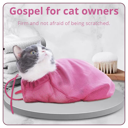 Adjustable Cat Grooming Bag: Breathable Mesh Shower Bag for Multi-functional Cat Restraint - Anti-Bite & Anti-Scratch
