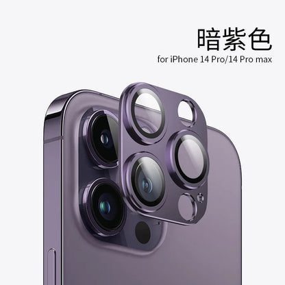 Titanium Gray Metal Camera Lens Protector - Premium Glass Protection Cover for iPhone 15 Pro Max, 14 Pro & 13 Series