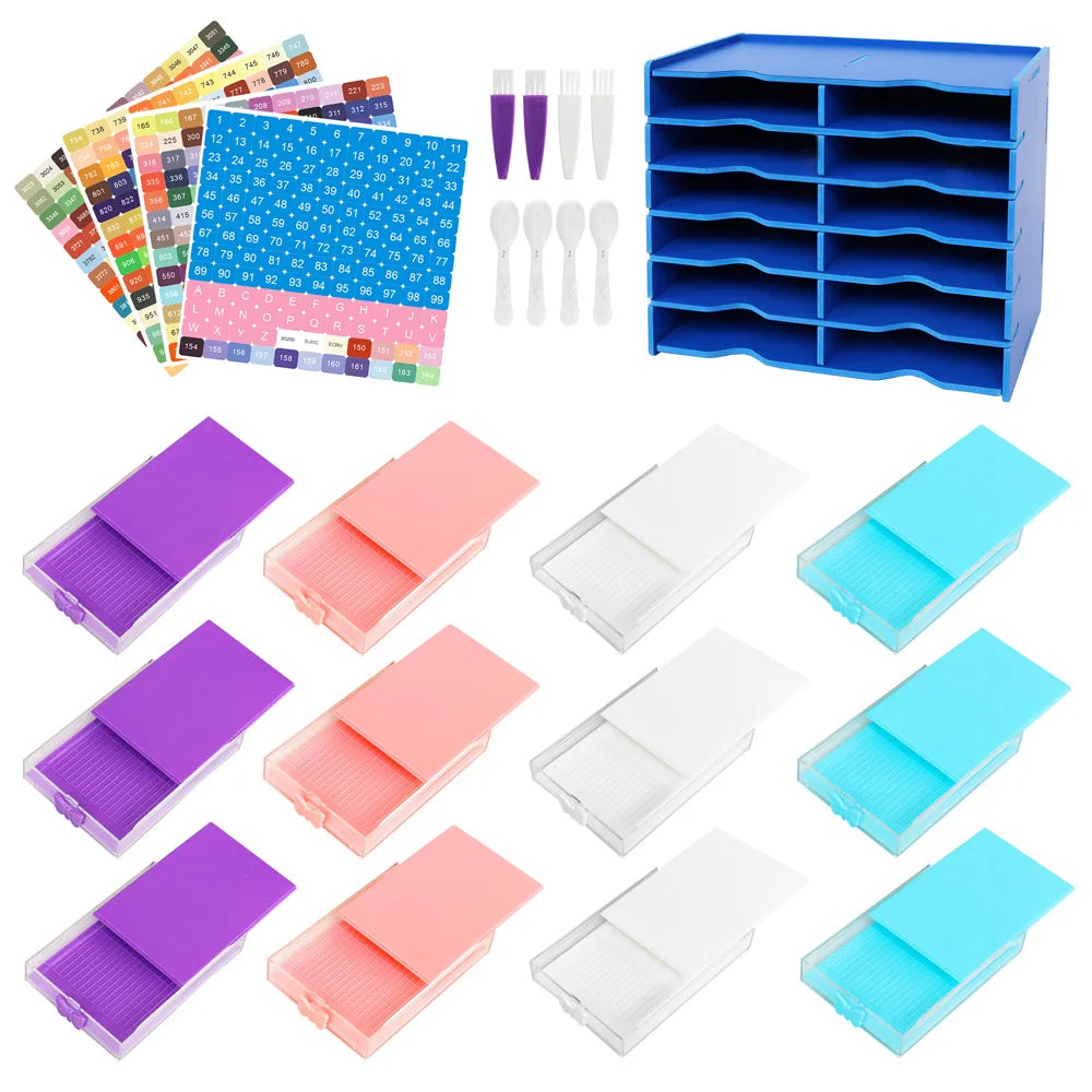 5D Diamond Painting Tool Tray with Rack – DIY Mosaic Embroidery Organizer for Handmade Crafts