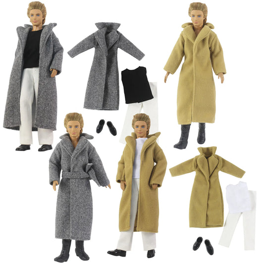 12" Ken Doll Clothes — Woolen Overcoat Outfit with Multiple Styles to Choose From