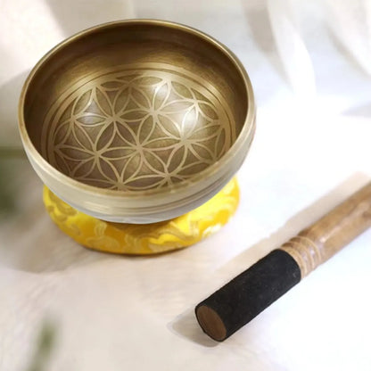 Miwayer Tibetan Singing Bowl Set - Flower of Life Design, Perfect for Meditation, Yoga, Stress Relief & Mindfulness
