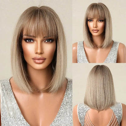 CharmSource Pink BOBO Short Synthetic Wig for Women — Natural Wave, High-Density, Heat-Resistant Hair for Daily & Party