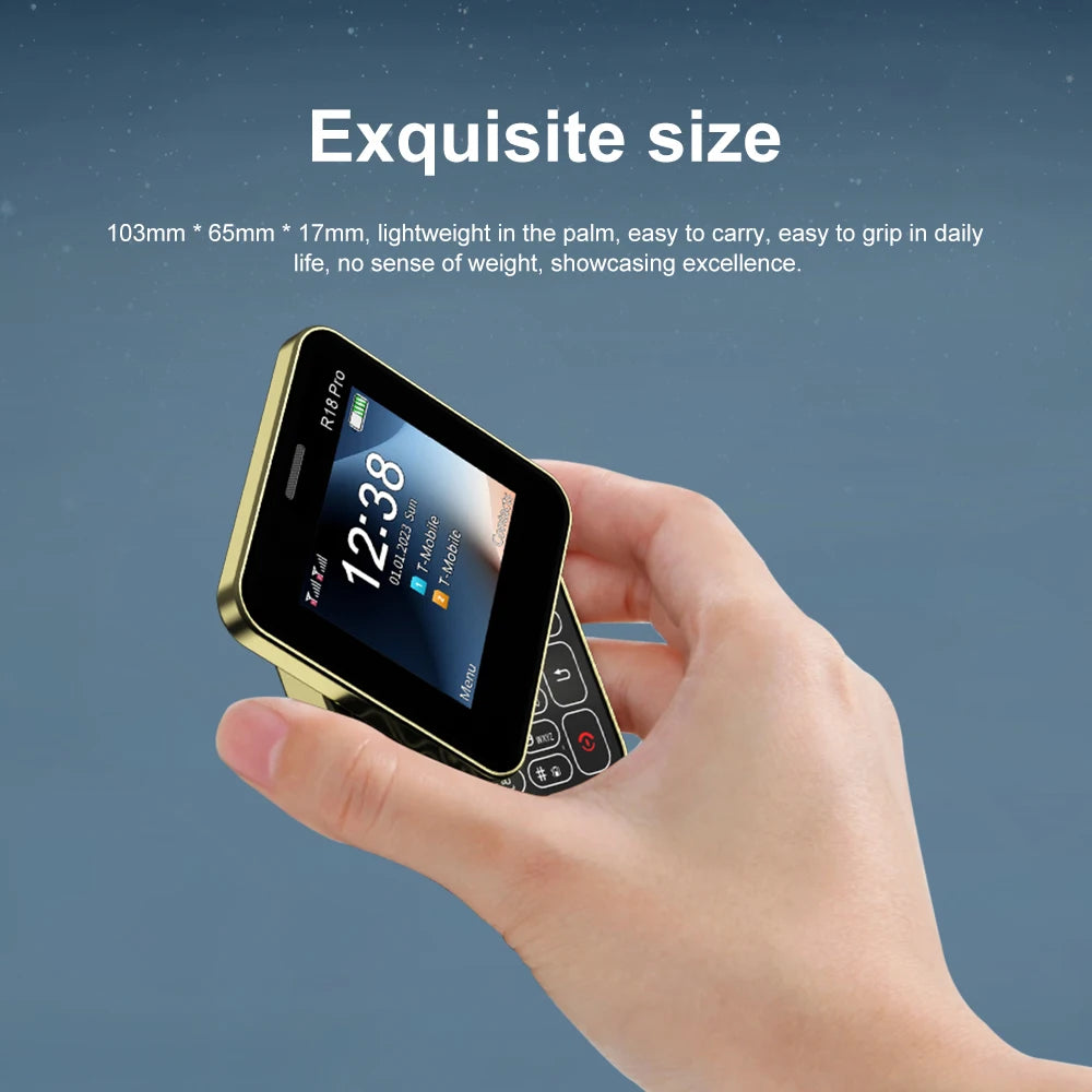 SERVO Rotating Mini Phone - 2G GSM Dual SIM Mobile Phone with FM Radio, MP4 Player & Flashlight