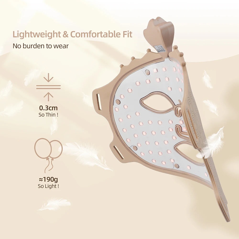 7-Color Photon Silicone LED Face Mask — 3D Facial Beauty Device with Red Light Therapy for Skin Repair & Brightening, Wireless Use