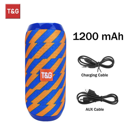 T&G TG117 Bluetooth Speaker - Portable Waterproof TWS Stereo Sound Box with TF Card & FM Radio for Outdoor Music